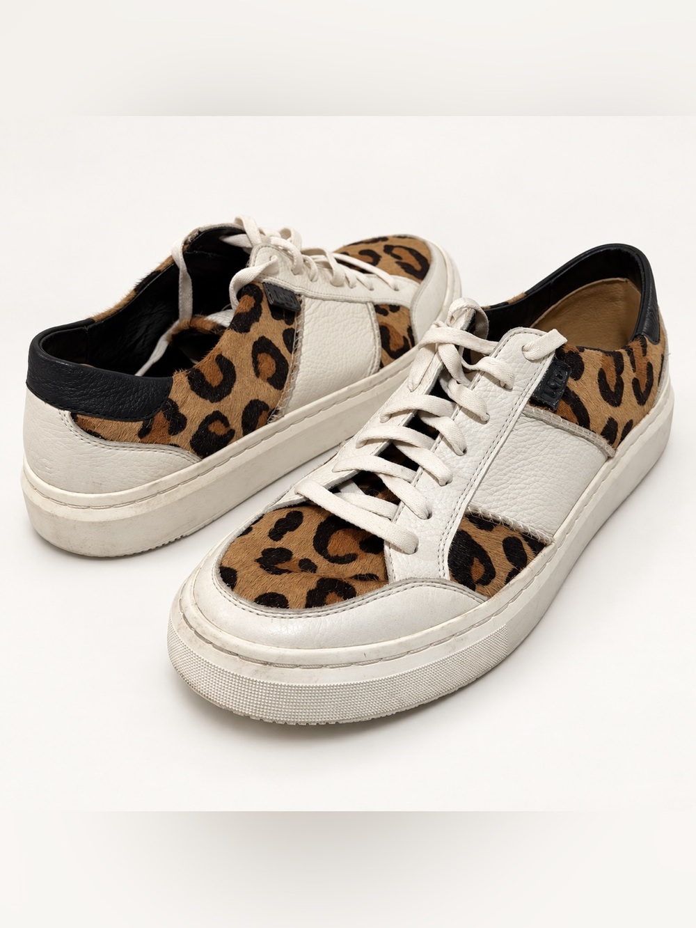 UGG Cali Low Sneakers Men’s 12 Leopard Calf Hair Leather White 1130777